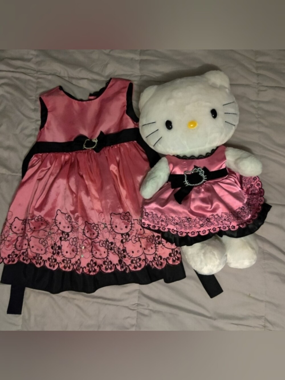 Hello Kitty Pink and Black Dress Set with Plush